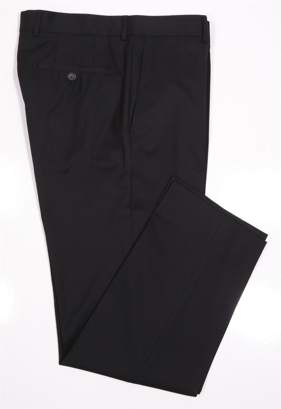 Boss Selection Hugo Boss Solid Black Flat Front Wool Dress Pants 34x31